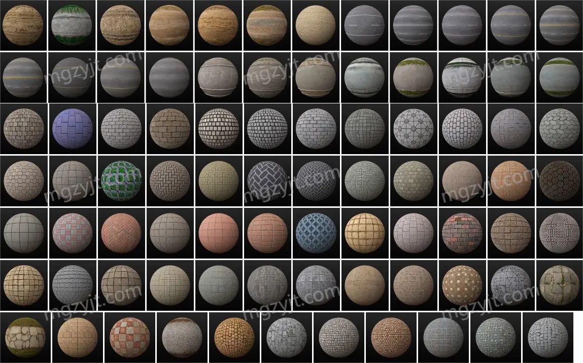 C4D材质-超过100种道路和人行道材料材质 Arnold Road And Pavement Materials Pack for Cinema 4D C4D材质-超过100种道路和人行道材料材质 Arnold Road And Pavement Materials Pack for Cinema 4D