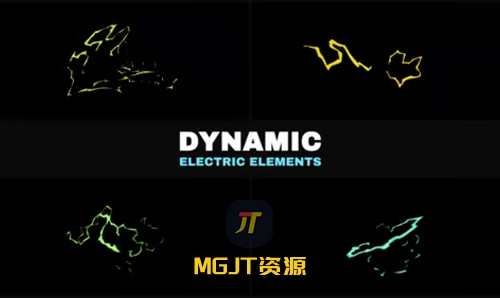 4个电磁脉冲动态闪电元素效果 PR 模板-MGJT资源