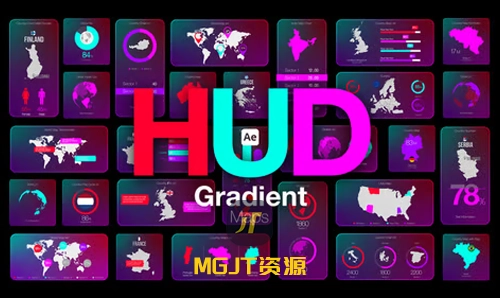 200+HUD渐变世界城市高细节地图 AE 模板-MGJT资源