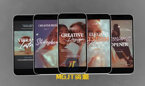 9个手机版时尚动态排版幻灯片AE 模板-MGJT资源