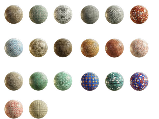 C4D材质-20组装饰地砖PBR超清贴图+预设材质 CGAxis Physical 7 - Ornamental Floor Tiles C4D材质-20组装饰地砖PBR超清贴图+预设材质 CGAxis Physical 7 - Ornamental Floor Tiles