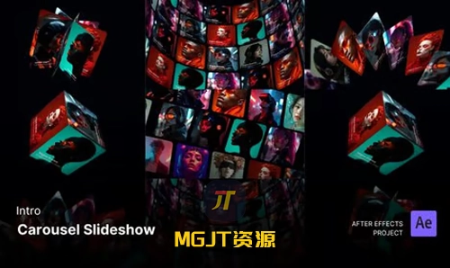 5款时尚画廊轮播幻灯片图形AE模板-MGJT资源