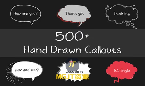 500个手绘漫画文本字幕气泡合集 AE 模板-MGJT资源