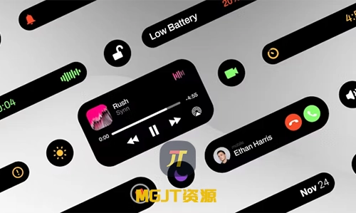 22个 IPhone智能手机灵动岛图标 AE 模板-MGJT资源