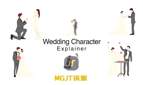 5个婚礼角色解说视频动画 PR+AE 模板-MGJT资源