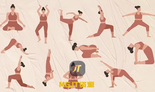 21个瑜伽身体积极型女性体式合集 AE 模板-MGJT资源