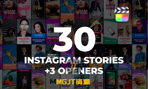 FCPX插件 – 30个独特的社交媒体快拍开场白 30 Instagram Stories Pack-MGJT资源