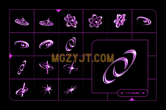 111 个高品质独特的 Y2K 3D 形状集合PNG素材 3D Y2K Objects Collection 111 个高品质独特的 Y2K 3D 形状集合PNG素材 3D Y2K Objects Collection