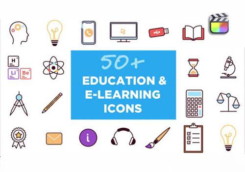 FCPX插件-50个手绘卡通教育学习动态图标动画 Animated Icons-MGJT资源