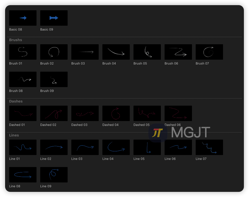 FCPX插件-80组手绘线条标注方向箭头图形 Custom Arrows FCPX插件-80组手绘线条标注方向箭头图形 Custom Arrows