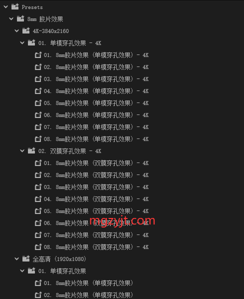 Pr预设 - 20组8mm胶片单双膜穿孔效果 Pr预设 - 20组8mm胶片单双膜穿孔效果