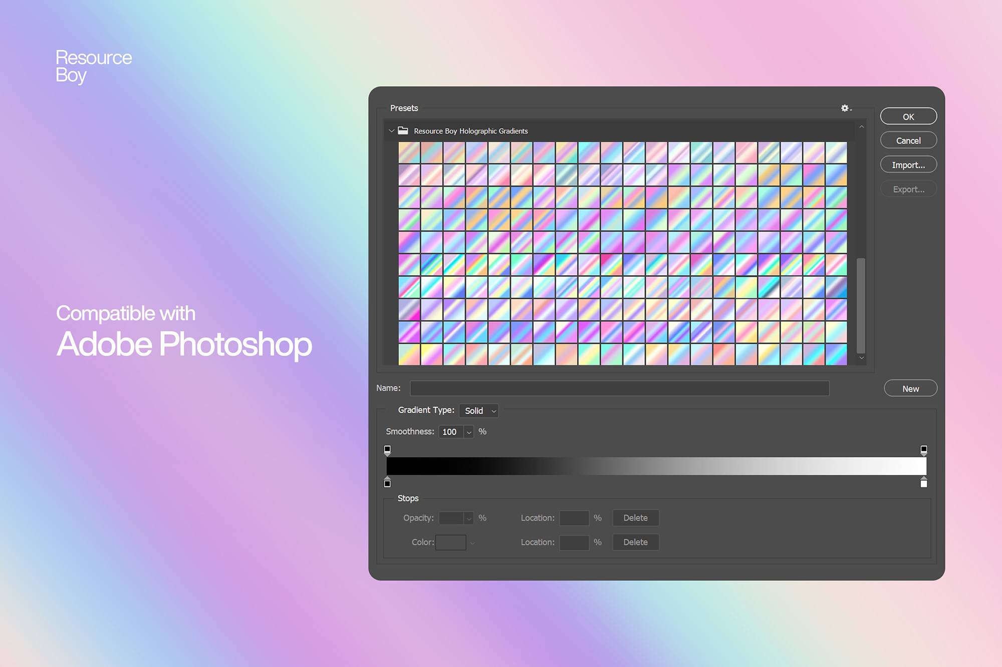 PS渐变-200种全息粉彩风格渐变素材(个人商用)200 HolographicIridescent Photoshop Gradients PS渐变-200种全息粉彩风格渐变素材(个人商用)200 HolographicIridescent Photoshop Gradients