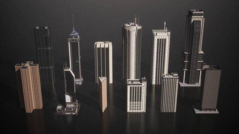 C4D模型-现代高楼大厦Kitbash3D Mini Kit Skylines C4D模型-现代高楼大厦Kitbash3D Mini Kit Skylines