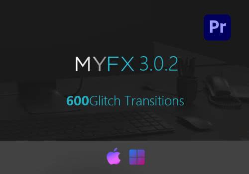 PR预设-600个现代时尚故障风格文字标题VHS转场预设包Glitch Transitions[win][mac]-MGJT资源
