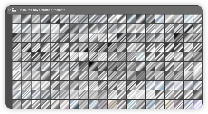 PS渐变-200个镀铬和灰色渐变素材200 Chrome Photoshop Gradients PS渐变-200个镀铬和灰色渐变素材200 Chrome Photoshop Gradients
