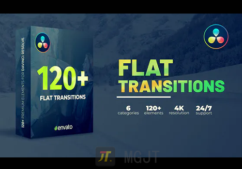 达芬奇预设-120+超4K分辨率平滑过渡效果集合元素包 Flat Transitions-MGJT资源