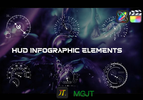 FCPX插件-94种科技信息图表数据动画 HUD Infographic Elements-MGJT资源