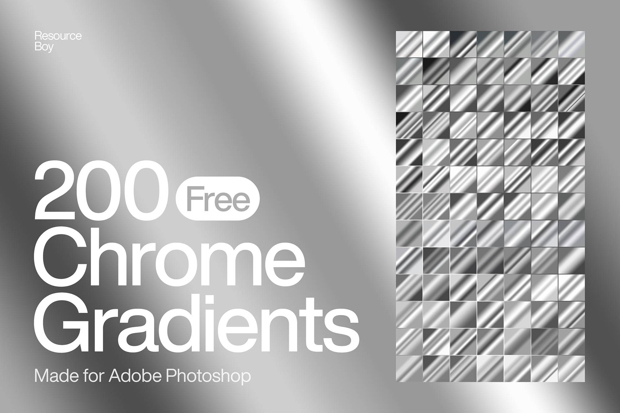 PS渐变-200个镀铬和灰色渐变素材200 Chrome Photoshop Gradients PS渐变-200个镀铬和灰色渐变素材200 Chrome Photoshop Gradients