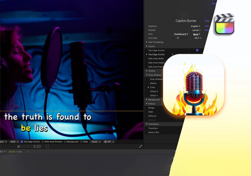 FCPX 插件-MV音乐歌词字幕加载导入工具 Caption Burner英文版-MGJT资源