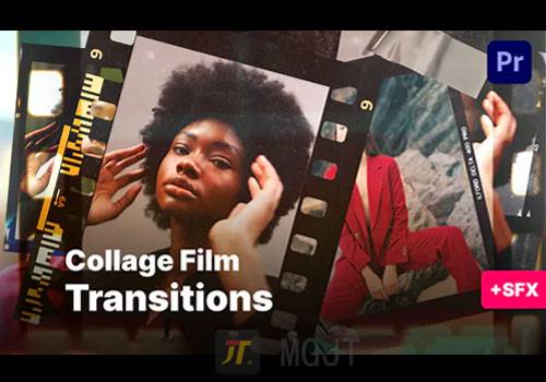 PR模版-10种电影无缝拼贴过渡漏光效果 Film Collage Transitions-MGJT资源